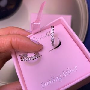Gioielli earrings diamonds paved Sterling Silver loops new in gift box 🎁 💝
